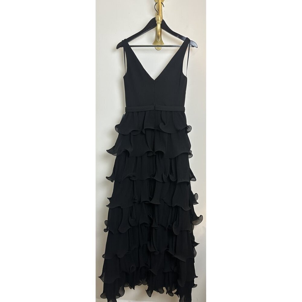 BETSY & ADAM Eleni Tiered Wire Ruffle Gown in Black Size US 6 NWT - Picture 9 of 11